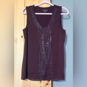 Coldwater Creek Womens Sleeveless Embellishments Top Size Medium